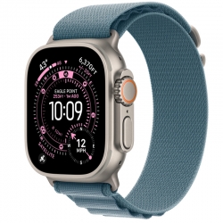 Apple Watch Ultra 3 GPS + Cellular, 49mm Natural Titanium Case with Light Blue Alpine Loop