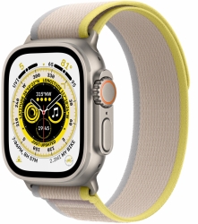 Apple Watch Ultra GPS + Cellular, 49 мм, корпус из титана, ремешок Trail жёлтого/бежевого цвета