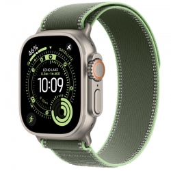 Apple Watch Ultra 3 GPS + Cellular, 49mm Natural Titanium Case with Green/Neon Trail Loop