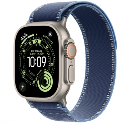 Apple Watch Ultra 3 GPS + Cellular, 49mm Natural Titanium Case with Blue/Bright Blue Trail Loop