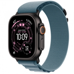 Apple Watch Ultra 3 GPS + Cellular, 49mm Black Titanium Case with Light Blue Alpine Loop