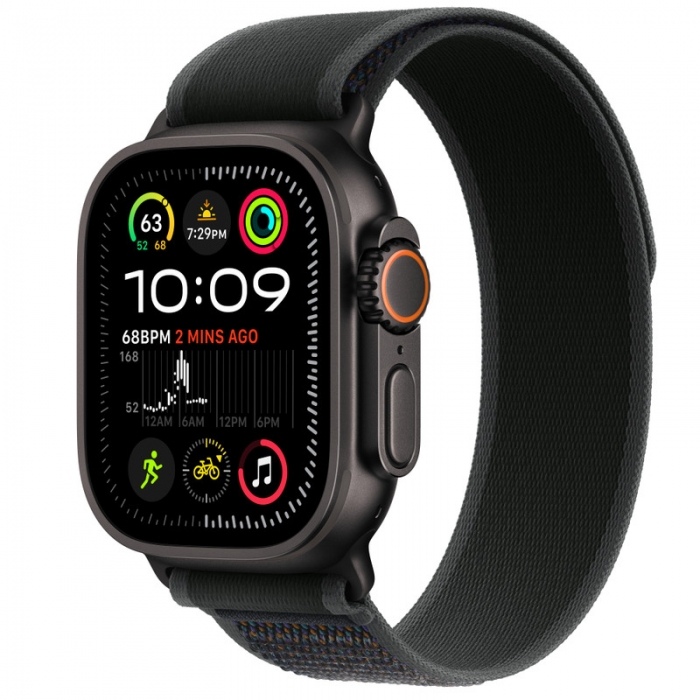 Apple Watch Ultra 2 GPS + Cellular, 49 мм, корпус из чёрного титана, ремешок Trail чёрного цвета