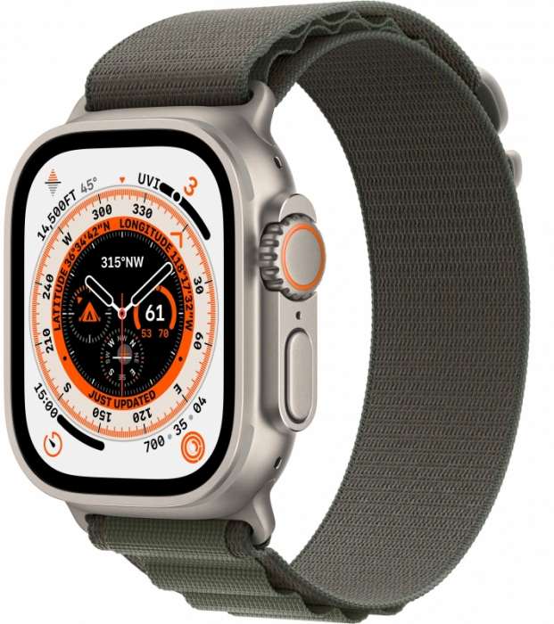 Apple Watch Ultra GPS + Cellular, 49 мм, корпус из титана, ремешок Alpine зелёного цвета
